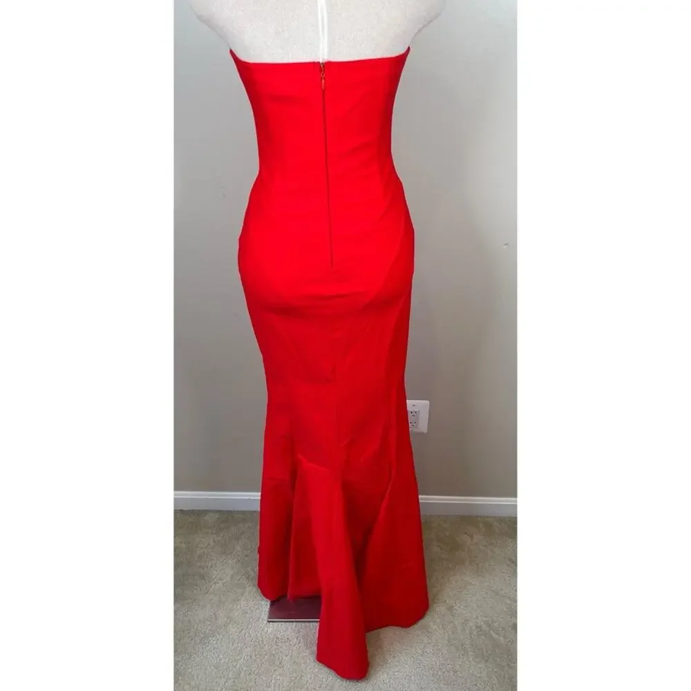 MICHAEL COSTELLO Billie Strapless Bodycon Mermaid Red Maxi Gown Size Medium - Picture 6 of 8